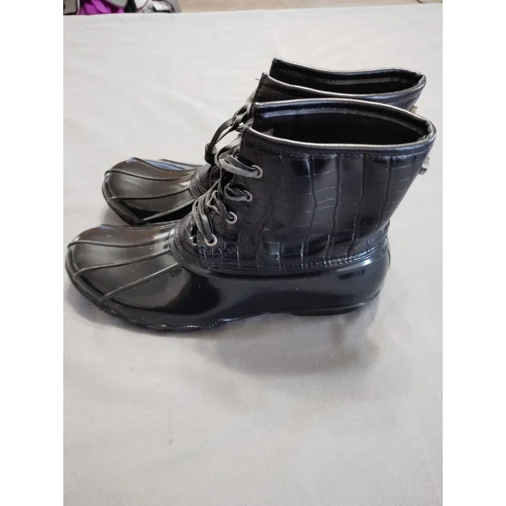 Seven7 Boots Goose Wool Rubber Duck Ankle Booties Fleece Lined Women Black‎ 9